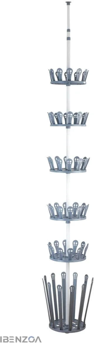 Ibenzoa Schoenenopberger - Telescopisch - 100-300 cm - Wit - Met 6 Ronde Planken