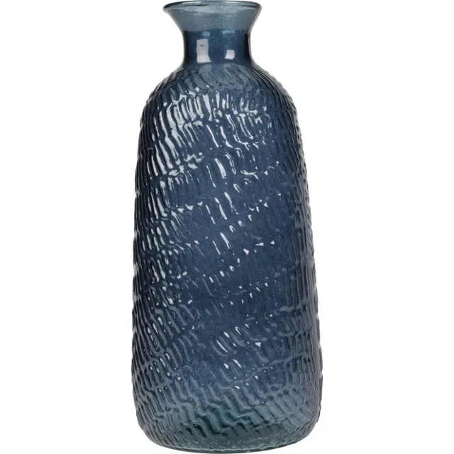 H&S Collection Bloemenvaas Livorno - Gerecycled glas - blauw transparant - D13 x H31 cm