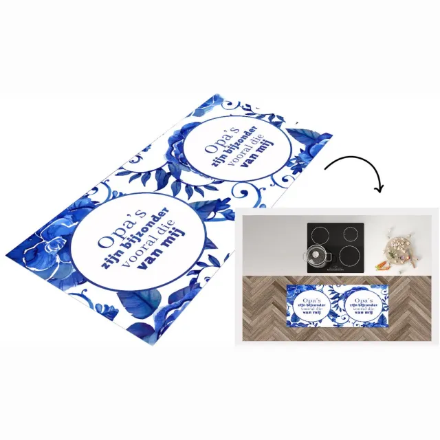 KitchenYeah Keukenloper - Loper keuken - Quotes - 'Opa's zijn bijzonder vooral die van mij' - Blauw - Spreuken - Keukenloper vinyl Multicolor