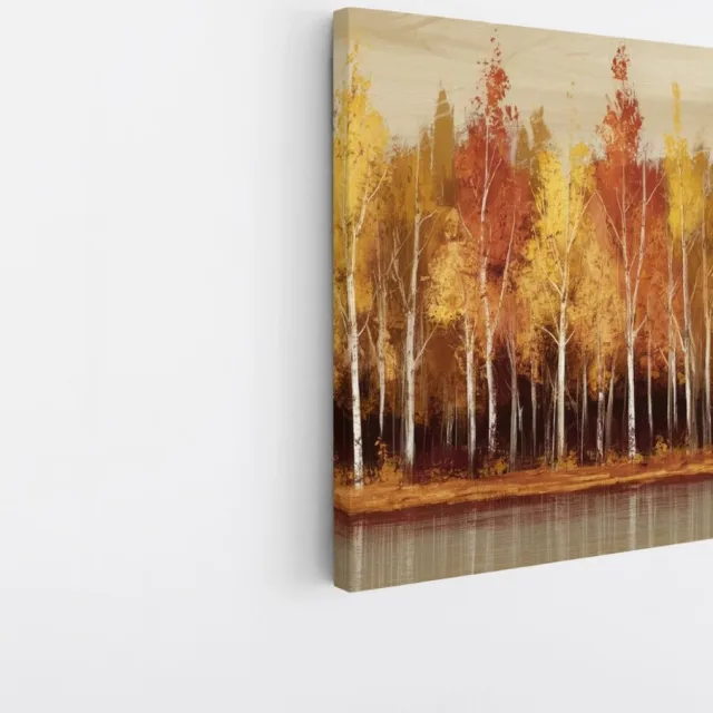 Saammp Canvas Schilderij - Herfstbos - Abstract - Natuur - Landschap - 30x30 - Foto op canvas - Wanddecoratie - Muurdecoratie Woonkamer - Slaapkamer decoratie - Canvas Print Multicolor