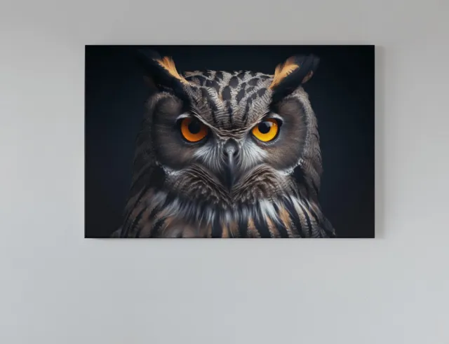 Trendex Global Canvas Schilderij - Uil - Dieren - Vogels - Wanddecoratie - 150x100x2 cm Zwart