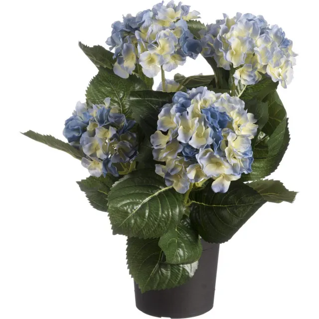 Louis Maes Kunstplant - Hortensia hydrangea - blauw - in pot - 44 cm - met bloemen