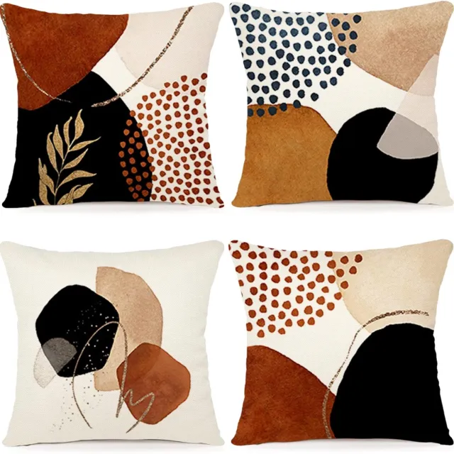 SKIEHAN 4 Stuks - Sierkussenhoezen - Kussenslopen - 45x45 cm - Linnen Modern Abstract Kussenhoezen - Decoratieve Kussenhoezen Voor Bank & Tuin - Verborgen Ritssluiting - Meerkleurig