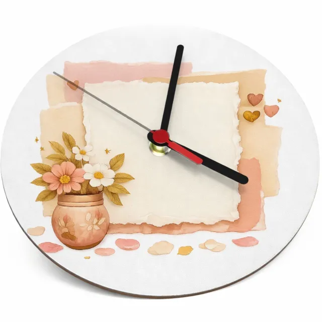 Mr Cadeautjes Klok rond Ø 19 - design Een zachte, luxe collage met een positieve affirmatie in het | cadeau Wit