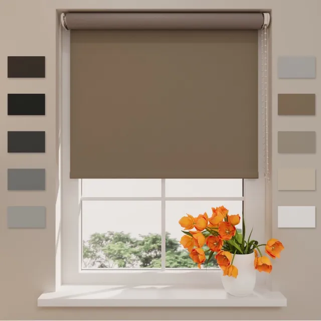 DTCH Rolgordijn Verduisterend - Easy Match - Bruin - 85 x 190 cm - Rolgordijn zonder boren - Maten van 40 t/m 240 cm breed Brown