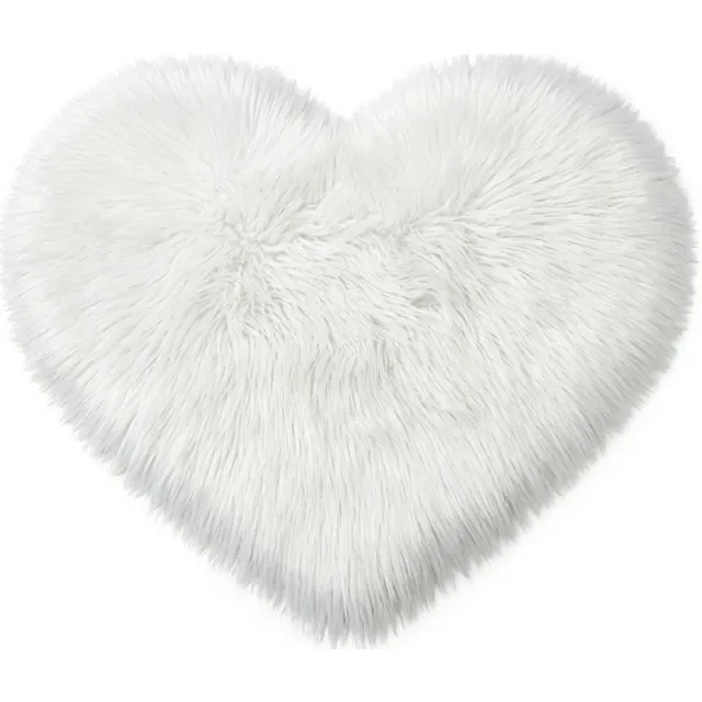 NUVEX Wit hartvormig pluche vloerkleed zacht fluffy vloermat decoratief kleed voor woonkamer slaapkamer en kantoor binnengebruik
