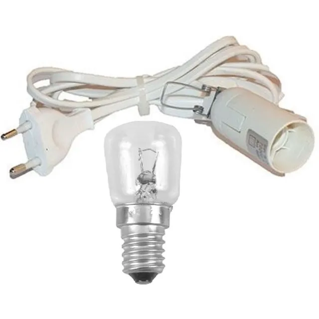 LalaShops E14 Fitting+Kabel +LED Lampje - Energie Zuinig - Extra lange levensduur (o.a. voor Zoutlamp) Warm Wit