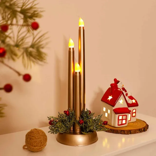 Meedeer LED Kaarsen-Realistische flikkerende-Vlamloze kaarsen-Elektronisch Kunstkaars-Voor thuis-Avond-Feest-Bruiloft-Feest-Kerstmis Goudkleurig