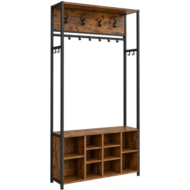 Sello! kapstok met schoenrek – zitbank tot 125kg – 32 × 100 × 180 cm Zwart