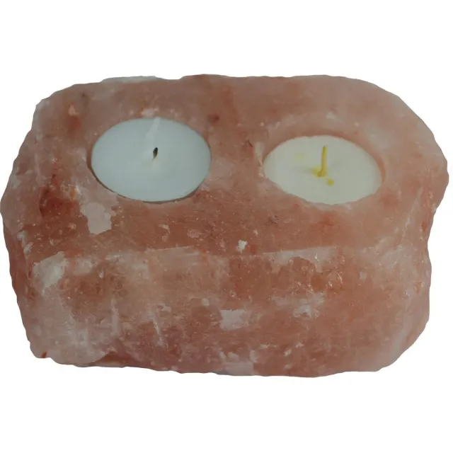 Ancient Wisdom Himalaya Zoutsteen Kaarshouder - 2 Waxinelichtjes Roze