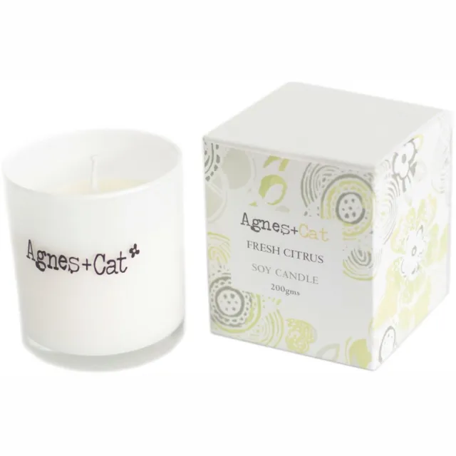 Agnes & Cat 2 x Soy wax Geurkaars in Glas - Citrus - 200ML - 30 Branduren - Veganistisch