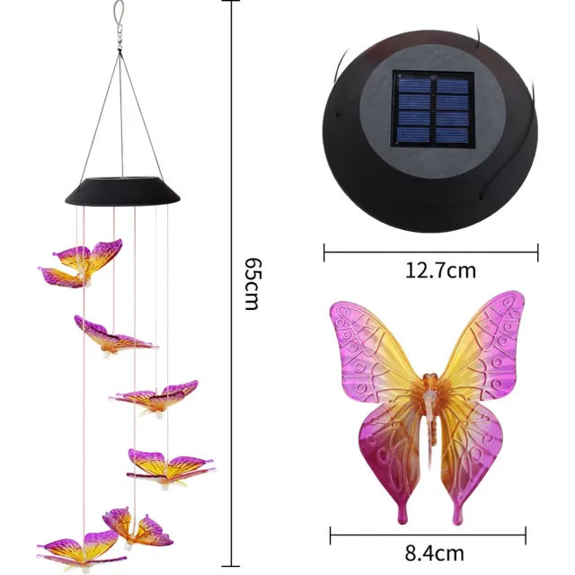 Diversicus LED Solar vlinder | Zonnevlinder Windgong Waterdichte Tuinverlichting zonne-energie lamp | Sfeervolle solar lantaarn | Waterbestendige solar lamp | Voor binnen en buiten | Diversicus | ECO-LED vlinder Rood