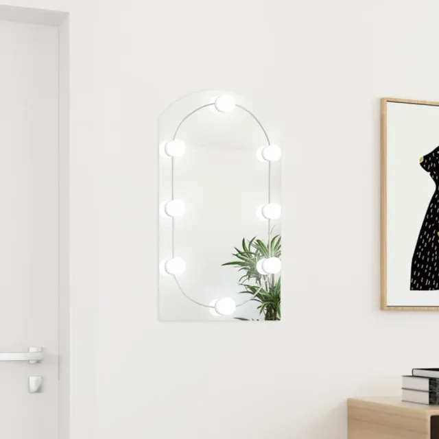 vidaXL Spiegel met LED-verlichting boog 70x40 cm glas Zilver