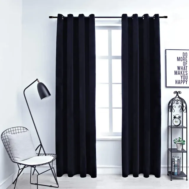 vidaXL Gordijn verduisterend met ringen 2 st 140x225 cm fluweel zwart
