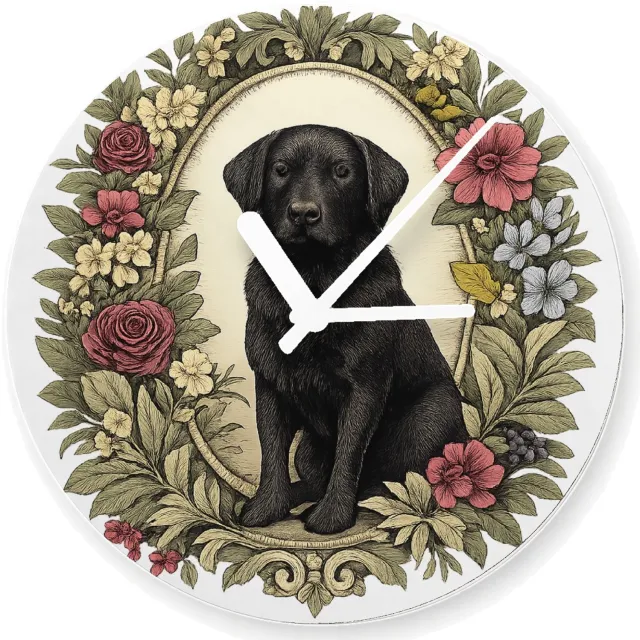 Mr Cadeautjes Glazen klok Ø 20 - design Een kat als rustige hoofdfiguur in een decoratief kader van | cadeau Wit