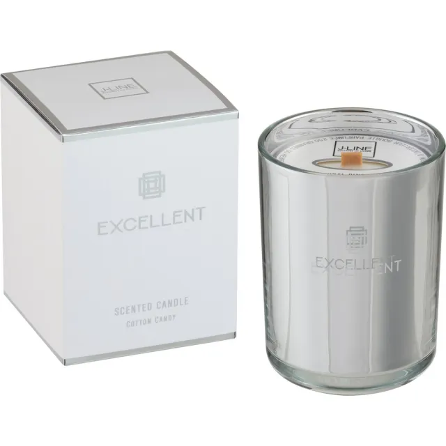 J-Line geurkaars Excellent - Cotton Candy - glas - zilver - small - 50U