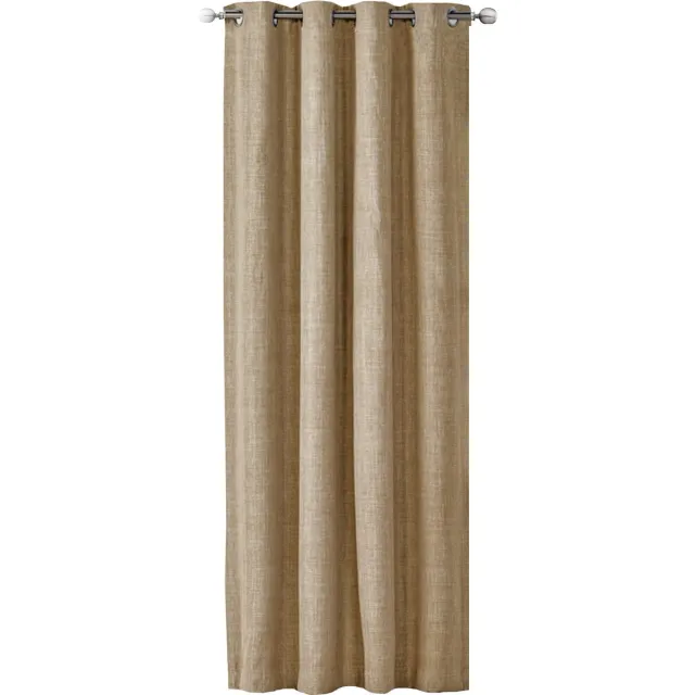 JEMIDI Kant-en-klaar gordijn in linnenlook - Gordijn met ringen 140 x 245 cm - Ondoorzichtig gordijn - Zandkleur