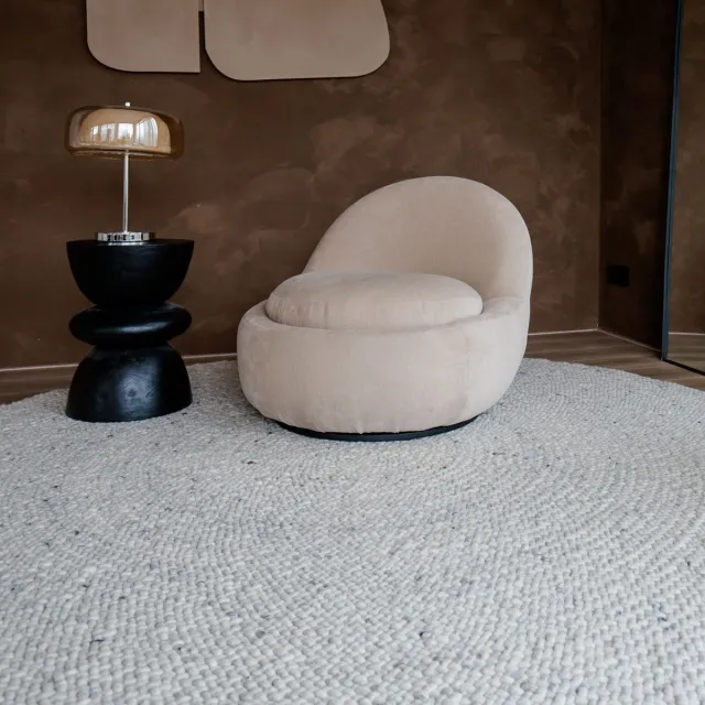 Eva Interior Rond Wollen Vloerkleed Palermo Beige/Grijs Eva Interior - Rond 240 Ø - (XL)