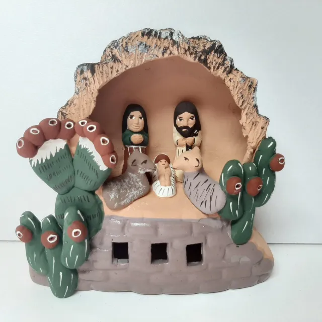 eigen Kerststal van roodbruin aardewerk, fairtrade uit Peru, 11 cm Barbosa-HN028