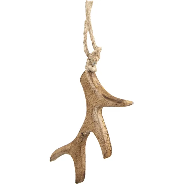 Clayre & Eef Hanger Gewei 15 cm Bruin Hout Kersthanger