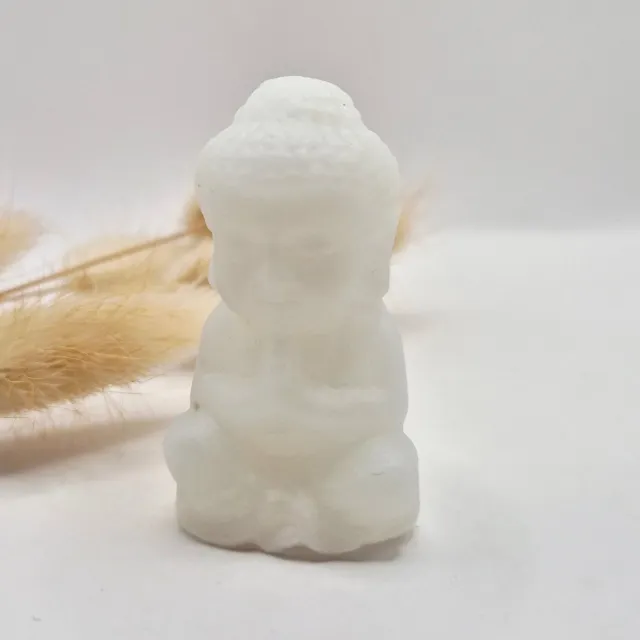Moonlight Gemstones Edelsteen Witte Jade Buddha 5cm