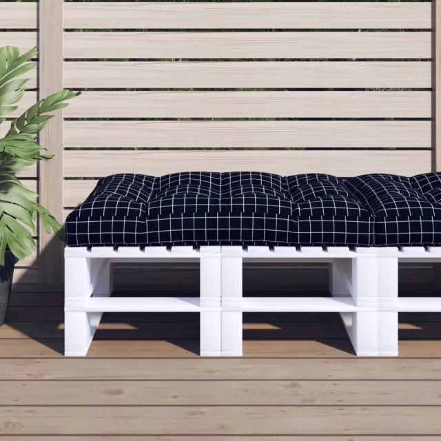 vidaXL Palletkussen ruitpatroon 120x80x12 cm stof zwart Meerkleurig