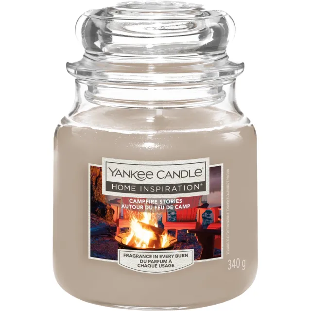 Yankee Candle Home Inspiration - Campfire Stories Medium Jar - 75 branduren Grijs