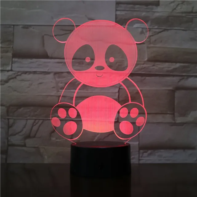 MC Living 3D Led Lamp Met Gravering - RGB 7 Kleuren - Panda