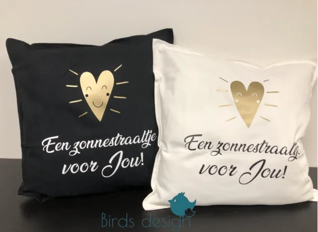 Birds design Sierkussen - Kussen Een Zonnestraaltje Voor Jou - Cadeau Opa En Oma - Cadeau Moeilijke Tijd - Kussen 50 Cm X 50 Cm - Cadeau Moed En Sterkte - Kussenhoesje Wit
