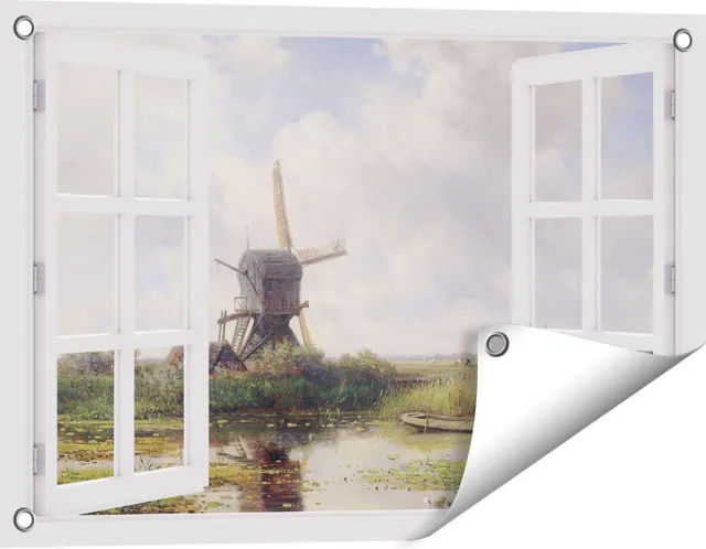 Gards Tuinposter Doorkijk In ’t Gein bij Abcoude - Willem Roelofs - 60x40 cm - Tuindoek - Tuindecoratie - Wanddecoratie buiten - Tuinschilderij Wit