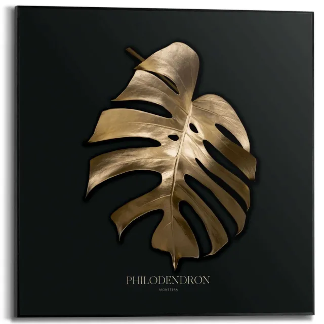 Reinders Schilderij Monstera Blad - 50 x 50 - Hout - REINDERS Monstera Blad Zwart