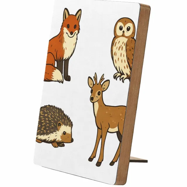 Mr Cadeautjes Glasframe/MDF 12,7 x 17,8 - design Een set van vier bosdieren in een vergelijkbare educatieve v | cadeau Wit