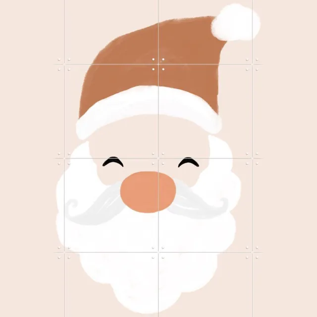 IXXI Santa, Orara Studio & Various - 80 x 80 cm - Grote wanddecoratie en posters - Cartoonesk, Illustraties, Speels, Woonkamer, Kerst, Winter Roze / Wit