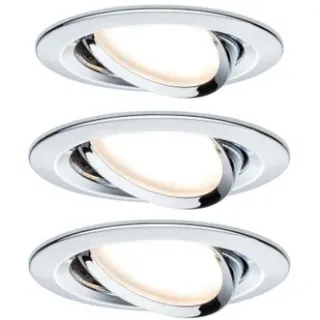 Paulmann Inbouwspot Led Nova Coin Rond Kantelbaar Chroom 3x6,5w Zilver