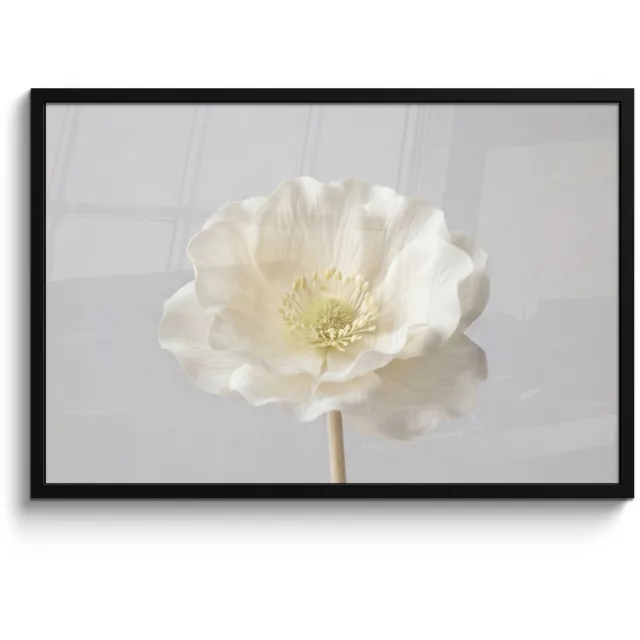 FrameYourWall Poster in lijst - Fotolijst 90x60 cm - Posters - Bloem - Minimalistisch -Wit - Posterlijst zwart - Decoratie - Wanddecoratie woonkamer - Muurdecoratie slaapkamer