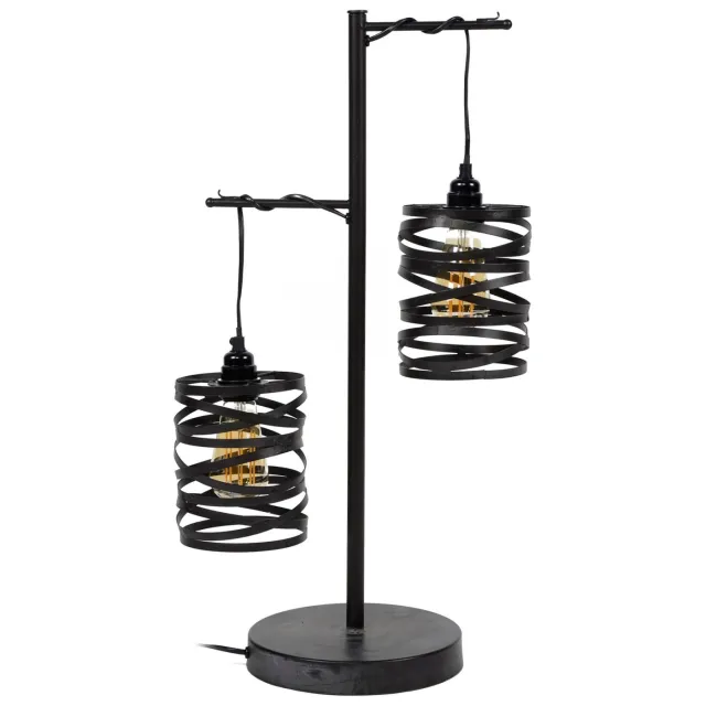Nest of Nora Tafellamp Stova - Metalen lamp met twee kappen - Donkergrijs