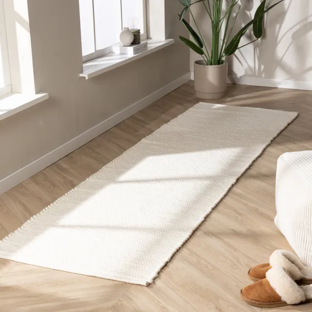 NATURL. Wollen loper - Feline Wit - 70x250cm