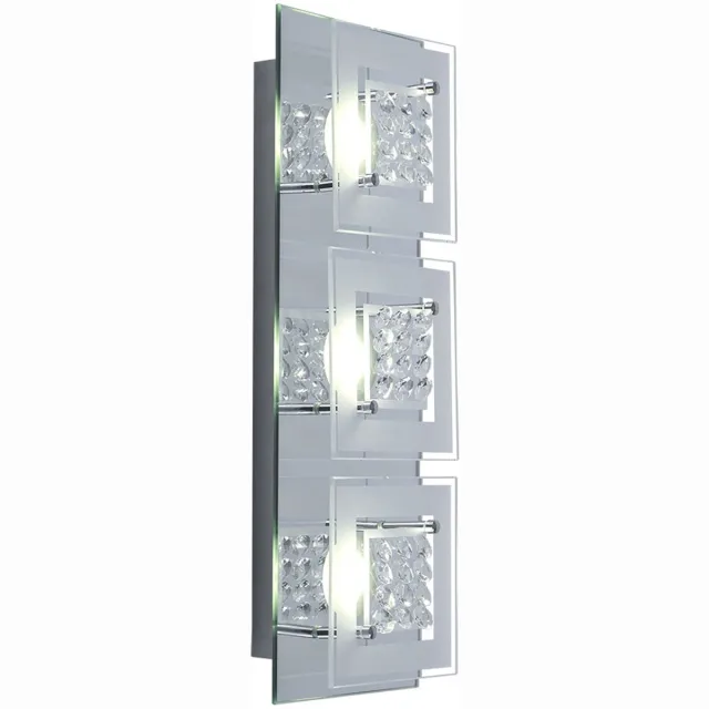 ESTO LED-plafondlamp, plafondverlichting, woonkamerlamp, kristaloptiek, chroom, glas, H 7 cm