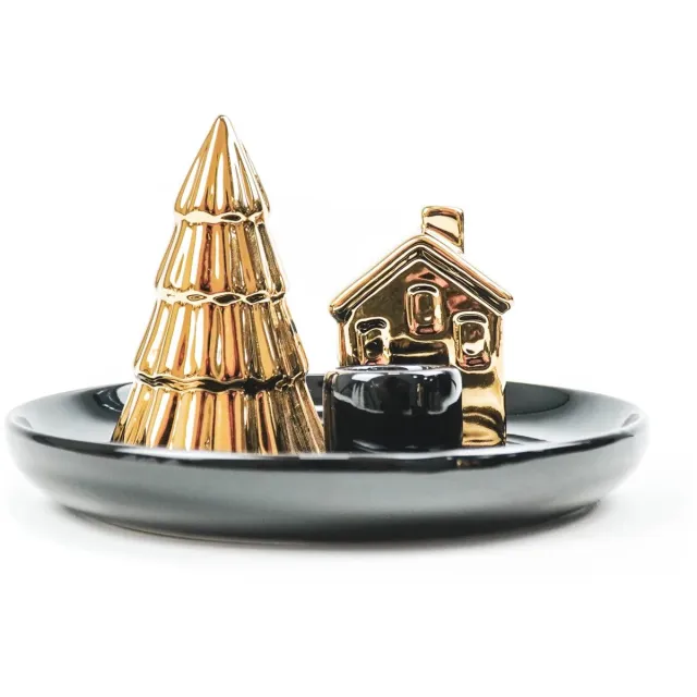 Housevitamin kandelaar kerstboom en huisje Zwart