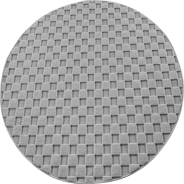 Ayyildiz Helix Geruit Vloerkleed Grijs 160 cm rond – Laagpolig Tapijt met Ruitpatroon – Modern Vloerkleed voor Woonkamer en Slaapkamer