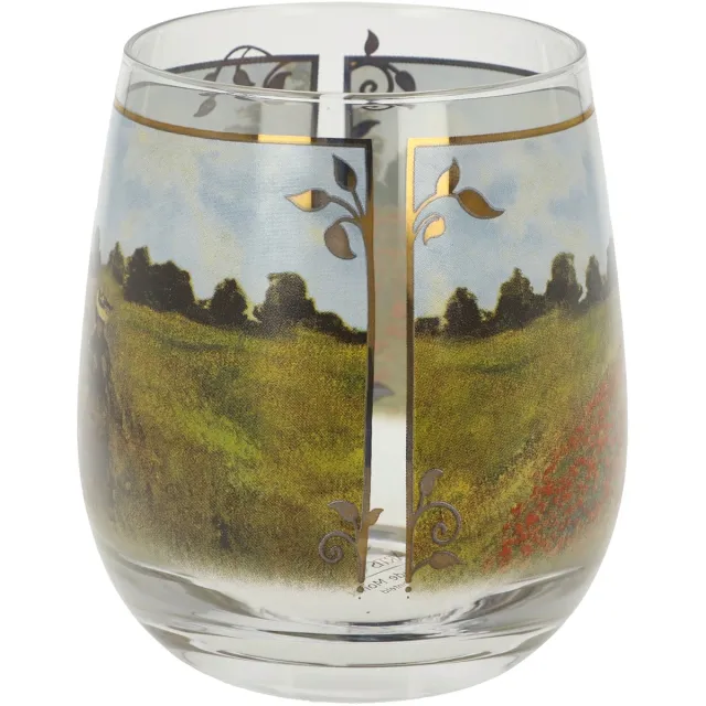Goebel Claude Monet | Windlicht / Theelicht Papaverveld | Glas - 10cm - waxinelicht houder - 2 stuks