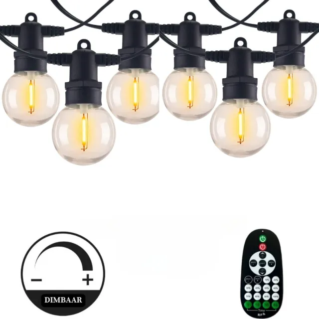 Lichtendirect Lichtsnoer voor buiten en binnen - 15 Meter - 30 LED lampen - IP-65 Waterdicht - Tuinverlichting - Terrasverlichting - Prikkabel - Afstandsbediening