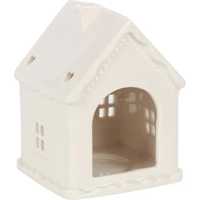 Something Different White Gingerbread House Theelichthouder - Wit