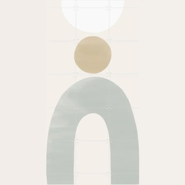 IXXI Balancing Shapes III, Bohomadic Studio - 100 x 140 cm - Grote wanddecoratie en posters - Illustraties, Geometrische Kunst, Minimalisme, Abstract Lichte tinten / Pastel kleuren / Wit