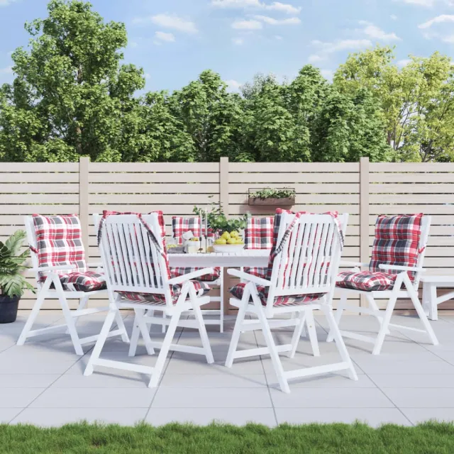 vidaXL Buiten Kussen 6 st Rood Geruit 100 x 50 x 7 cm Meerkleurig