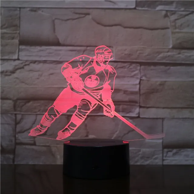 MC Living 3D Led Lamp Met Gravering - RGB 7 Kleuren - Ijshockey