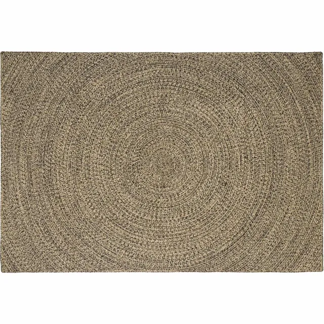 vidaXL Gebied - Tapijt - Naturel - en - Zwart - 240 - x - 340 - cm - Jute Naturel en Zwart