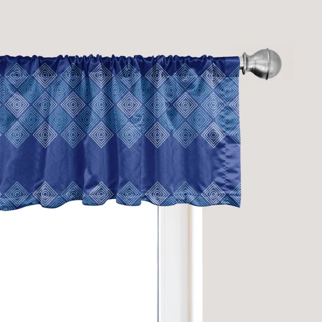 ABAKUHAUS Abstracte raamvalance, gordijnvalance voor keuken en slaapkamer met tunnelzoom, 137 cm x 30 cm, violetblauw en wit Violet, blauw en wit