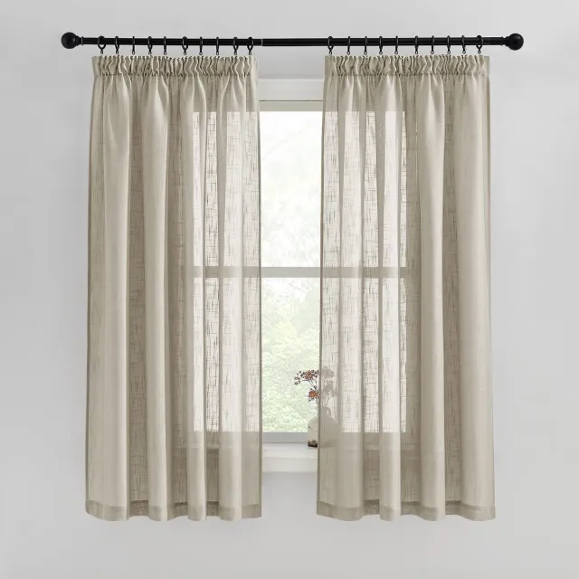 Ibenzoa Gordijnen Set van 2 in Linnenlook Stijl met Plooiband voor Railsysteem, 160 x 140 cm taupe