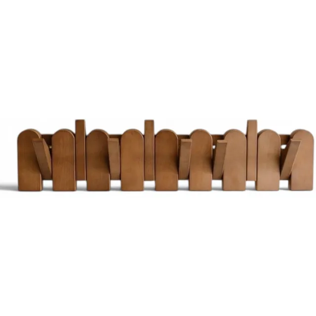 Indore Home Wandkapstok Flip - Hout - Inklapbaar - 8 Haken - Pianokapstok